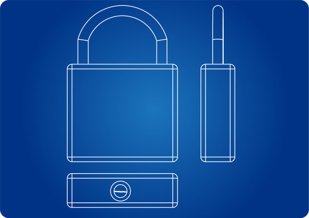 蓝色挂锁的3d模型图片下载