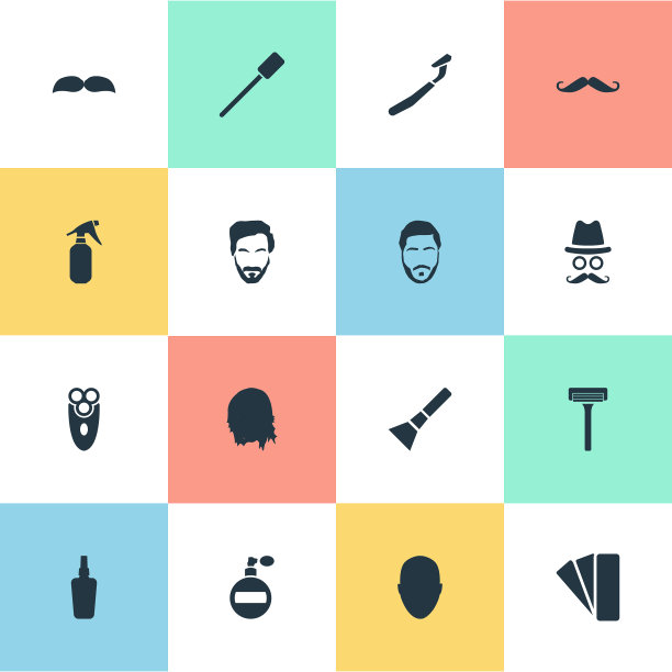 一套简单的理发师图标图片下载