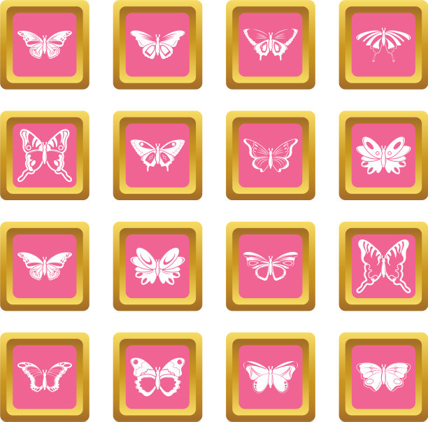 蝴蝶系列图标设置粉色方块图片下载