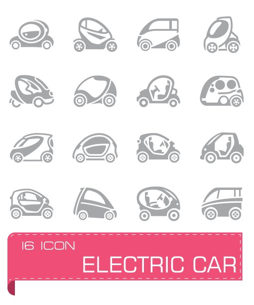 电动汽车图标集图片下载