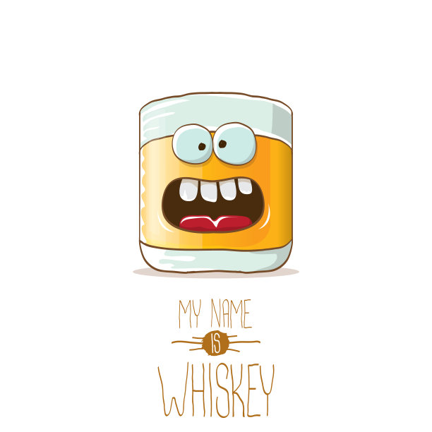 滑稽的威士忌酒杯人物孤立上图片下载
