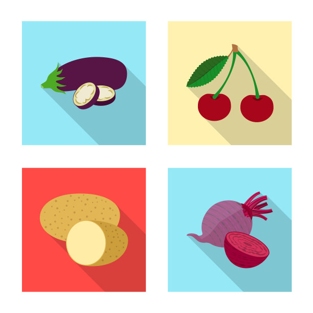孤立对象的蔬菜和水果符号集图片下载