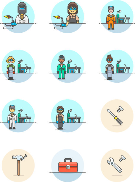 一套多色的工厂图标图片下载