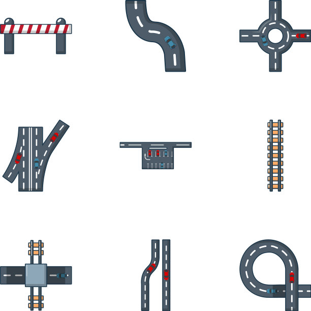 车道图标设置平面风格图片下载