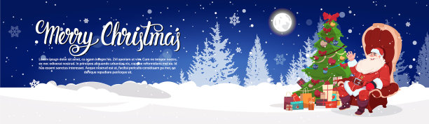 圣诞老人坐在冬日森林附近的扶手椅里图片下载