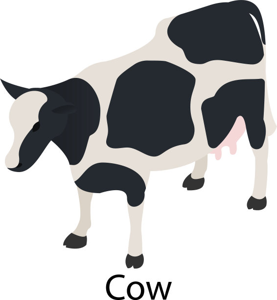 奶牛图标等距风格图片下载
