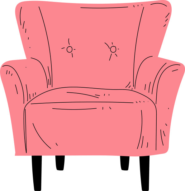 木制腿的舒适的粉红色扶手椅图片下载