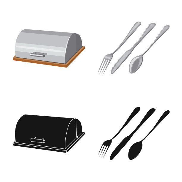 设计厨房和厨师标志套图片下载