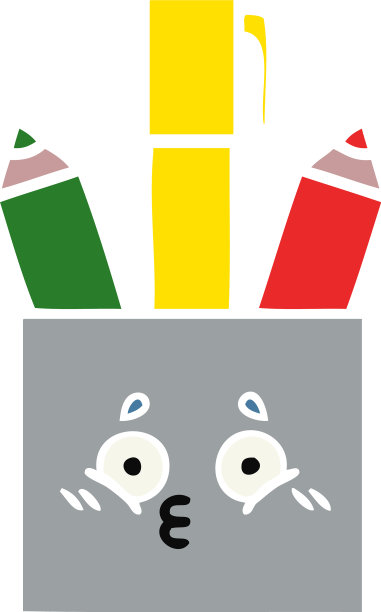 平色复古卡通笔筒图片下载