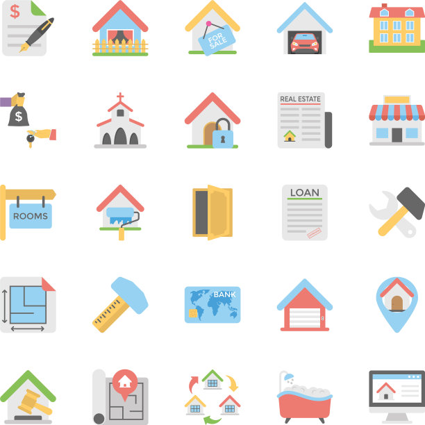 房地产平面图标包图片下载