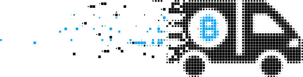快速比特币快递车像素图标分解图片下载