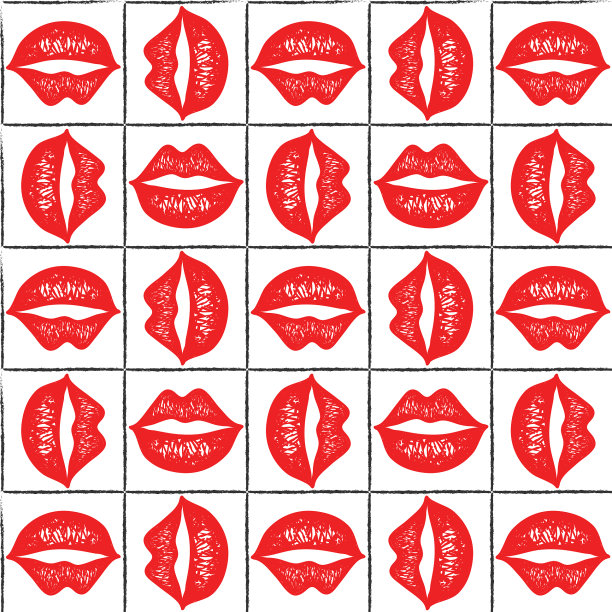 无缝图案与红唇图片下载