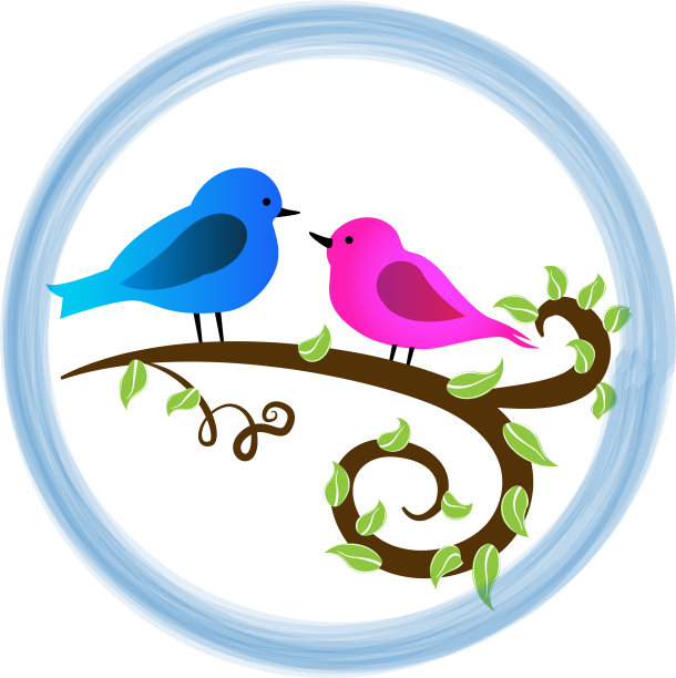 爱鸟情人节心形标志标志图片下载