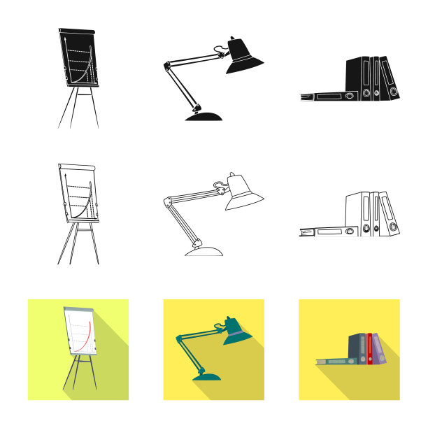 孤立对象的家具和工作标志集图片下载