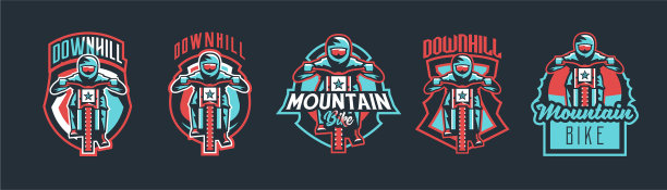 一套标志自行车上的山地车运动图片下载