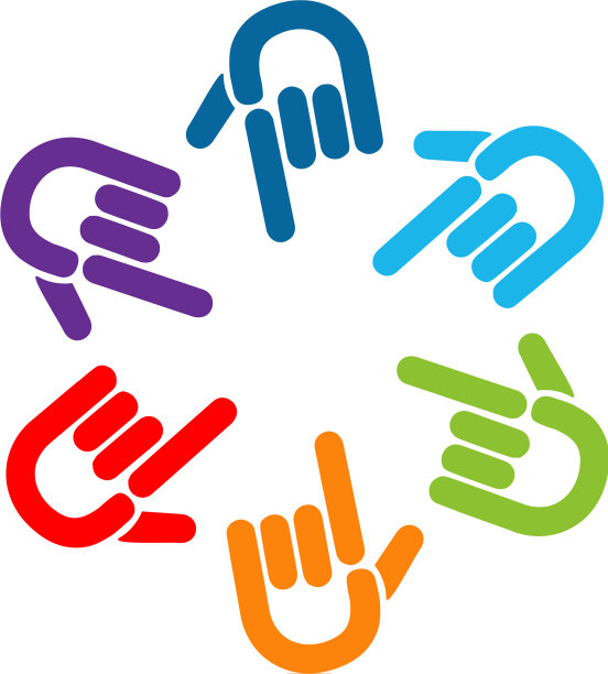 一组彩色手指图标图片下载