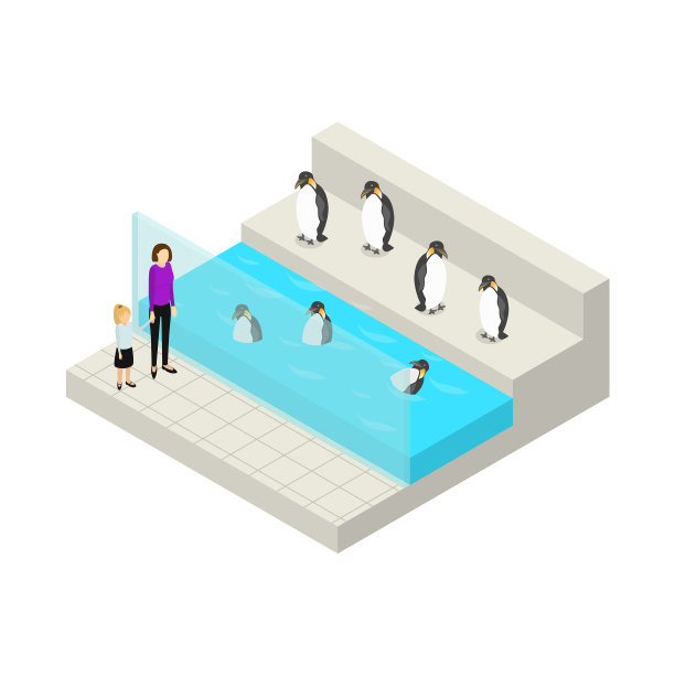 公共动物园概念3d等距视图图片下载