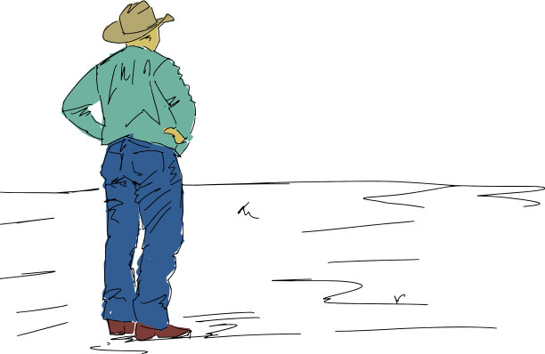 农夫穿着牛仔裤和衬衫站在球场上图片下载