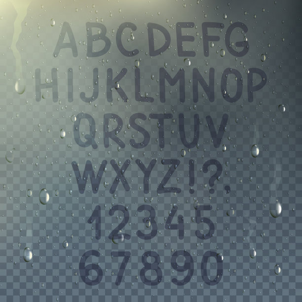 手绘透明字母组成图片下载