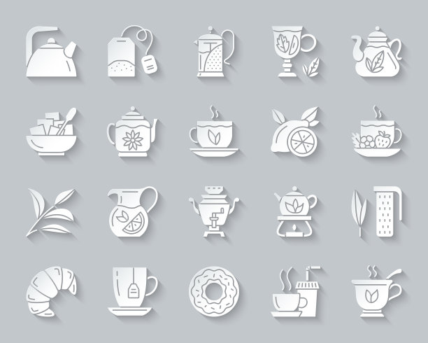 茶简单剪纸图标集图片下载