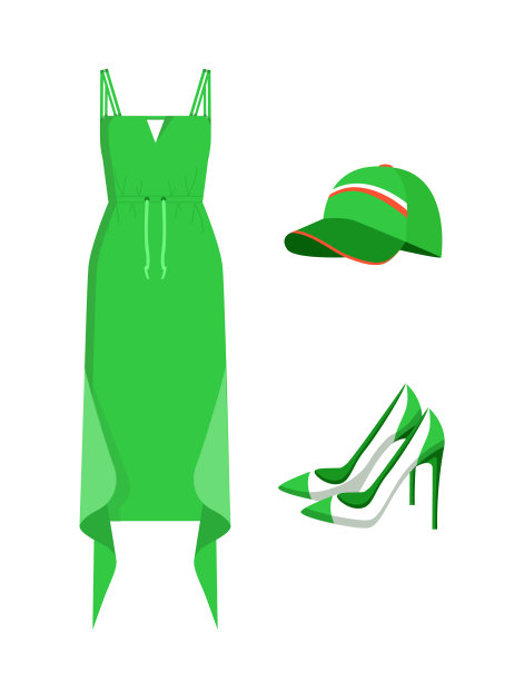 一套绿色服装孤立在白色的背景图片下载