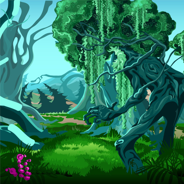 森林的魔法移动树木卡通图片下载