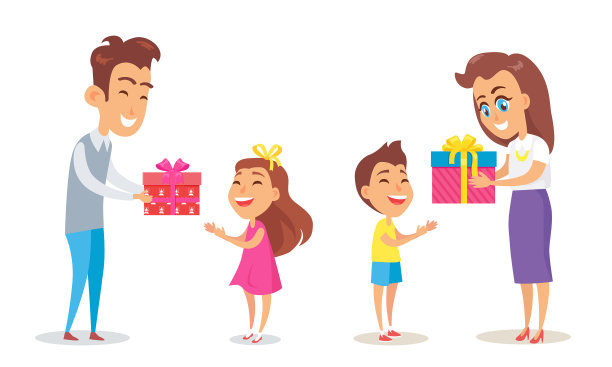 圣诞快乐海报爸爸妈妈儿子女儿图片下载