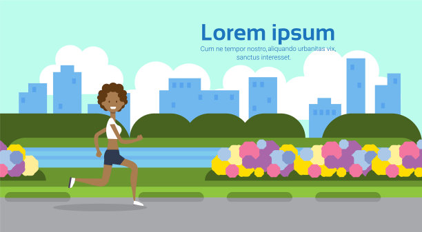 非洲裔美国妇女跑完全程城市图片下载