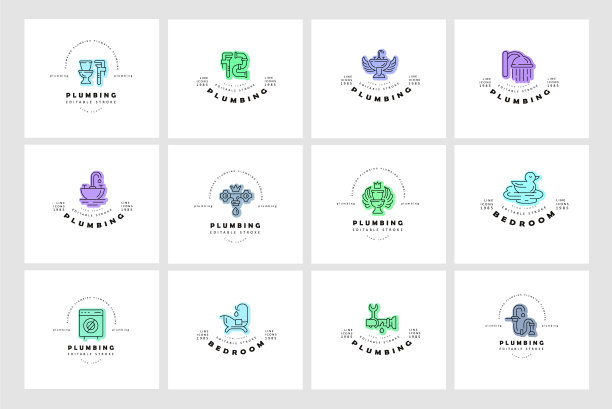 图标和标志的管道可编辑的大纲图片下载