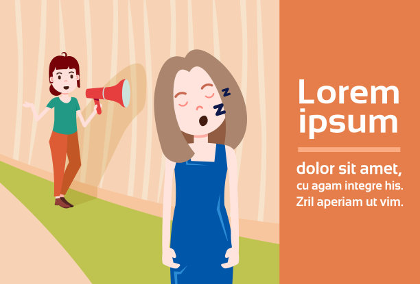 女孩拿着扩音器睡觉，闹铃人物图片下载