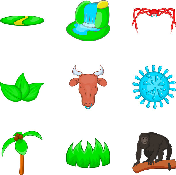 猎物图标设置卡通风格图片下载