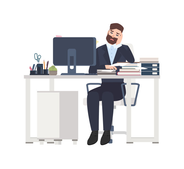 坐在办公桌前的男性专业人员或职员图片下载