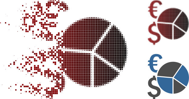 溶解像素半色调金融饼图图标图片下载