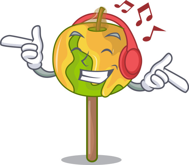 听音乐，糖果，苹果，吉祥物，卡通图片下载