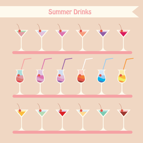 一套夏季饮料和鸡尾酒汁饮料图片下载
