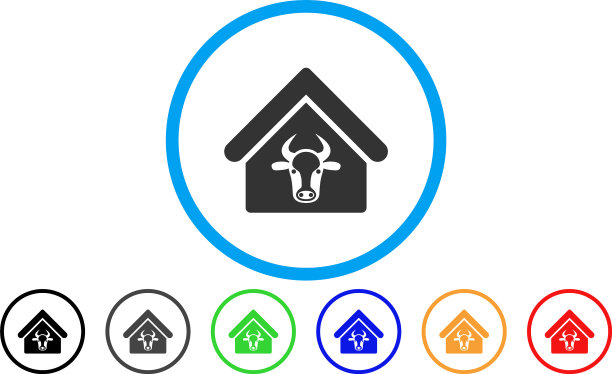 养牛场圆形图标图片下载
