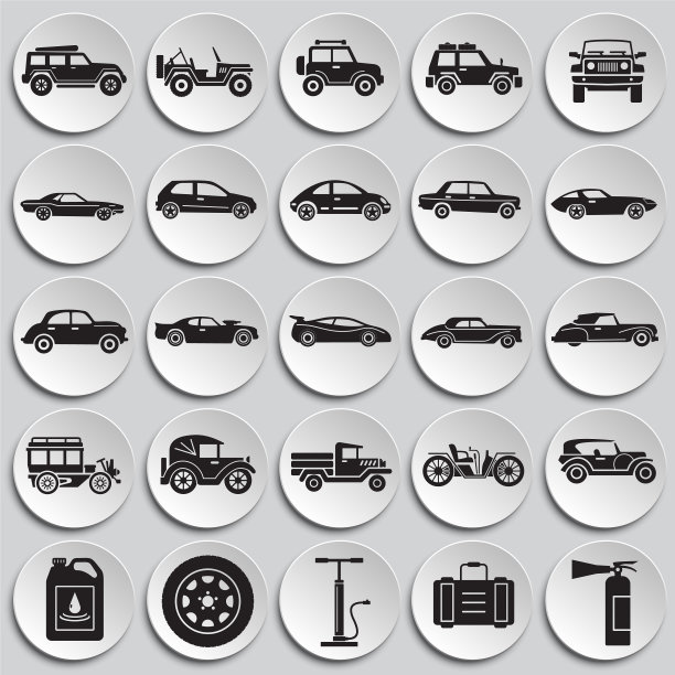 汽车图标设置在车牌背景图形图片下载