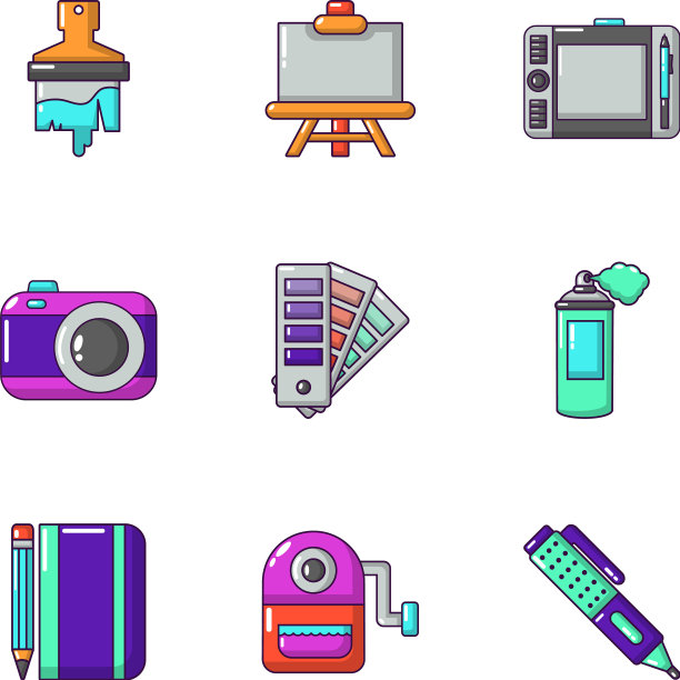 设计环境图标设置卡通风格图片下载