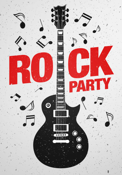 摇滚派对传单设计模板与吉他图片下载