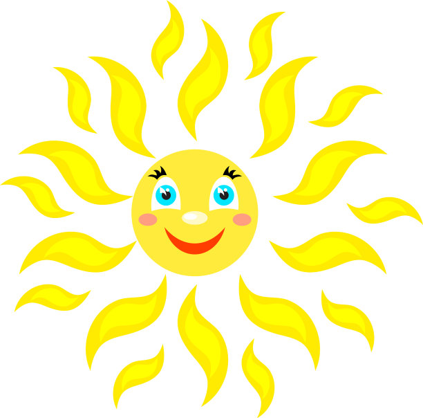 微笑的太阳与射线不同的形状图标图片下载