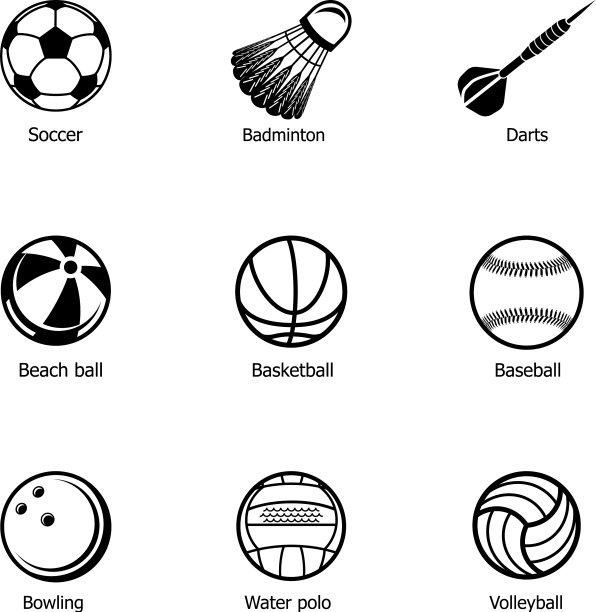 运动球图标设置简单的风格图片下载