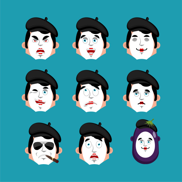 哑剧脸设沉睡和邪恶情绪化身图片下载