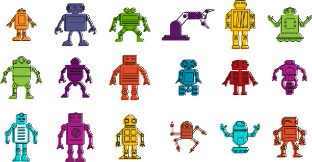 机器人图标设置颜色轮廓样式图片下载