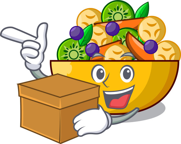 配盒装卡通碗健康新鲜水果沙拉图片下载