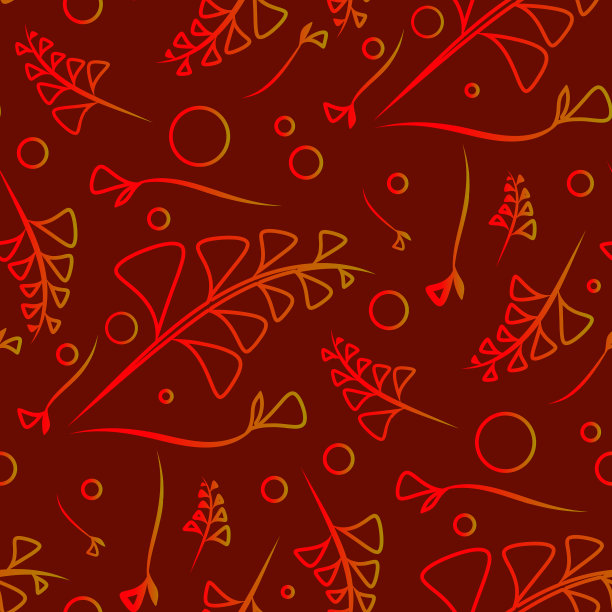 植物格局上的黄色和红色植物图片下载