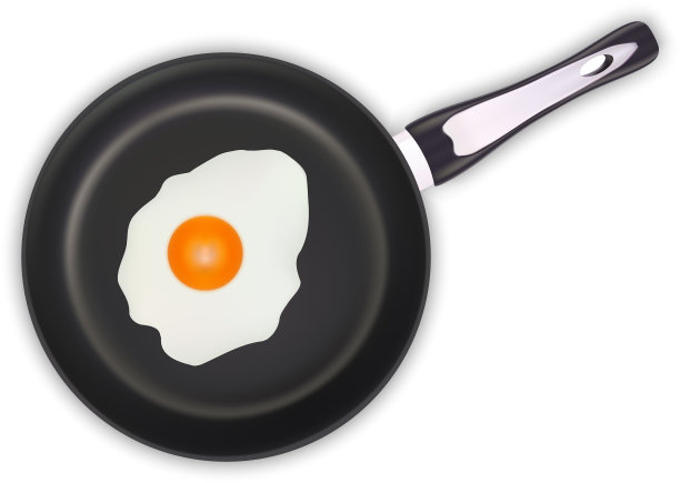 煎蛋在煎锅里孤立在一个白色图片下载