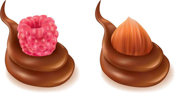 巧克力喷溅设计与覆盆子榛子图片下载