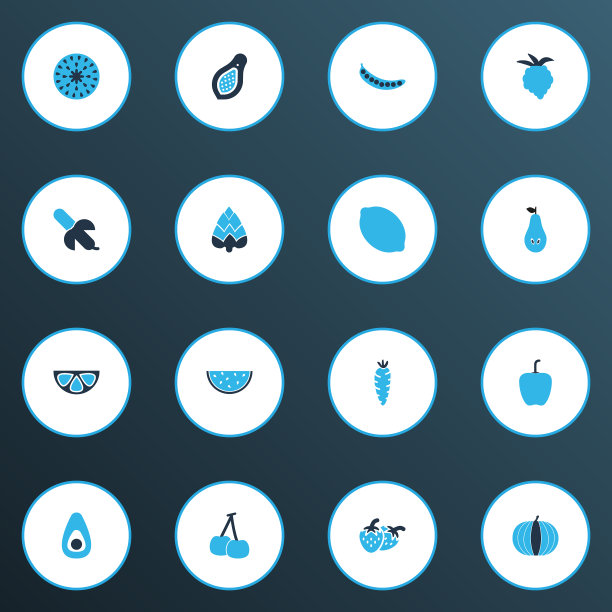 水果图标彩色设置豌豆，覆盆子，梨图片下载