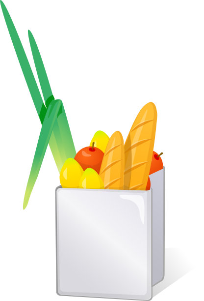 袋子和食物被白色隔离图片下载