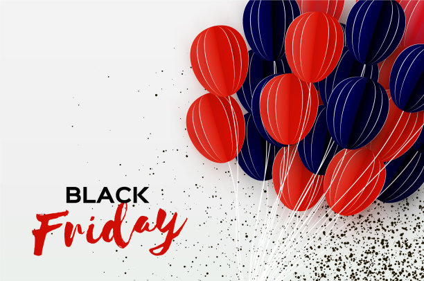黑色星期五的促销横幅气球剪纸图片下载